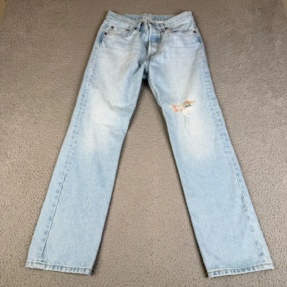 LEVI'S  501 150th Anniversary Jeans Mens 28x30 Premium Denim Floral Streetwear